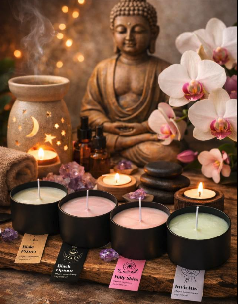 Sójové svíčky – Ze sójového vosku s bylinnou esencí. Rozsvítí váš domov vůní přírody — bez chemie.