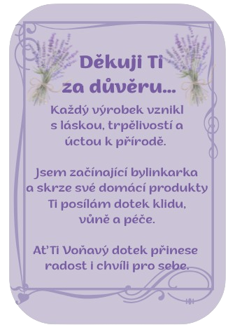 Děkovná kartička – Levandulová