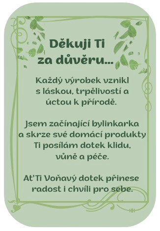 Děkovná kartička – Mátová